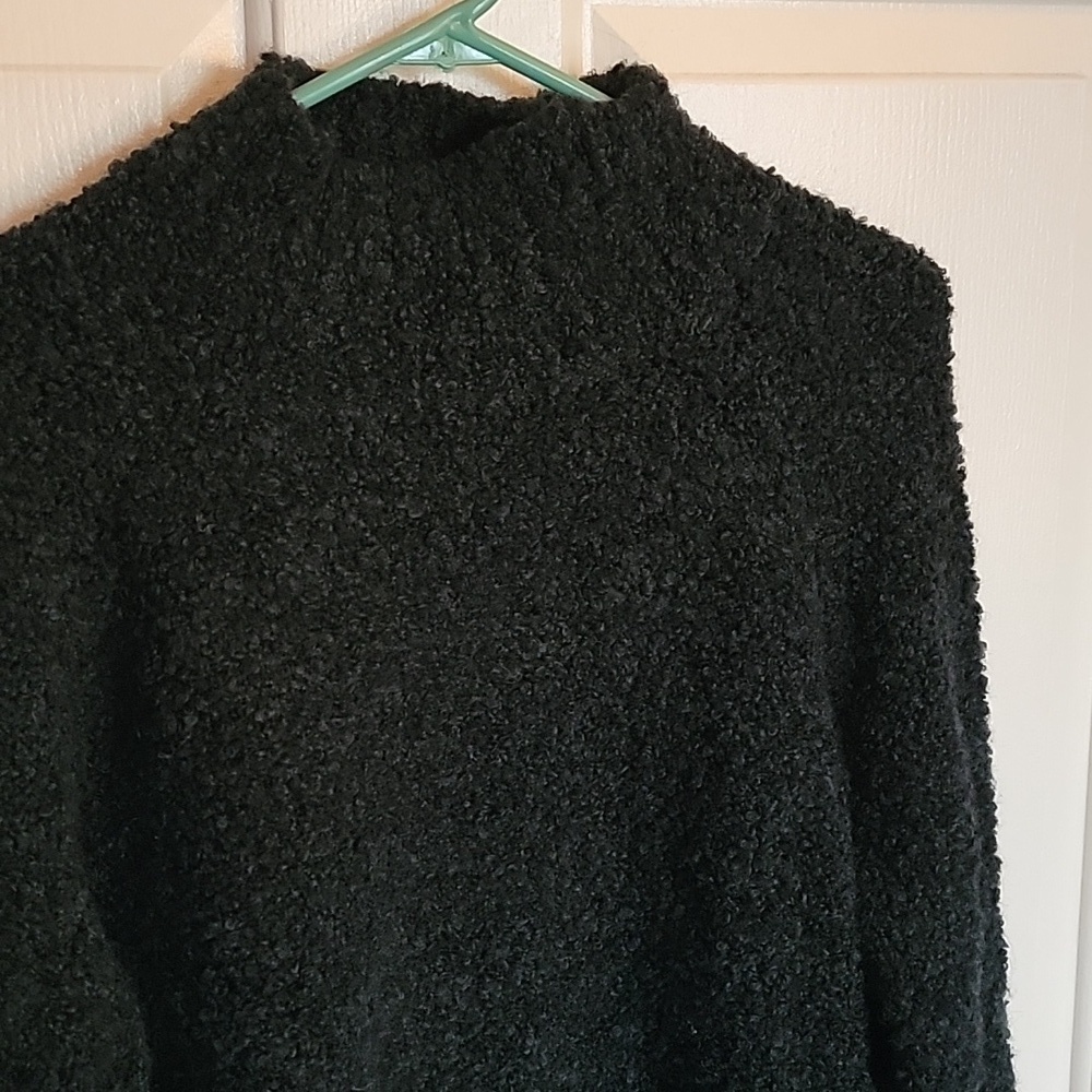 Ann Taylor's LOFT long sleeved sweater, short turtleneck, black and green, M. - Picture 4 of 8